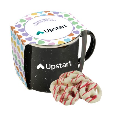 Promo Revolution - 16 Oz. Specked Camping Mug Gift Set w/Valentine's Day Yogurt Pretzels