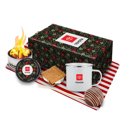 Gimme S'more Cocoa Speckled Camping Mug Gift Set (Milk Mega Hot Chocolate Bomb & More)