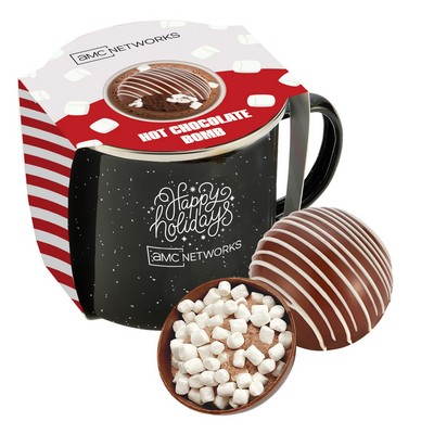 Promo Revolution - 16 Oz. Specked Camping Mug Gift Set w/ Mega Hot Chocolate Bomb