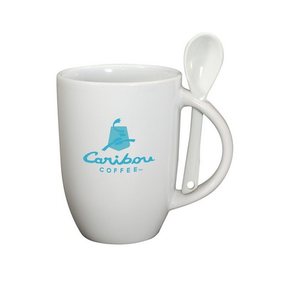 12 oz Dapper Ceramic Mug With Spoon