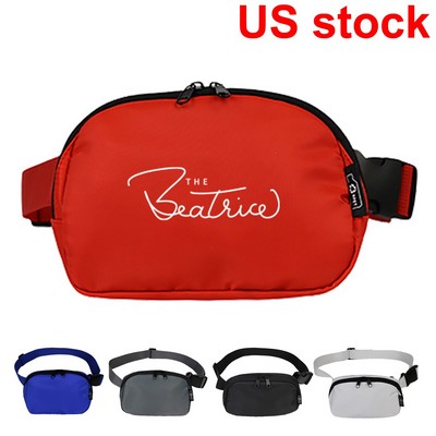 Soft Fabric Crossbody Fanny Pack w/Dual Zippers