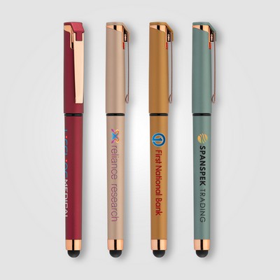 Islander Softy Rose Gold Metallic Designer Gel Pen w/ Stylus - Full-Color Inkjet